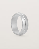 Standing view of the Seam Wedding Ring | 7mm | White Gold.
