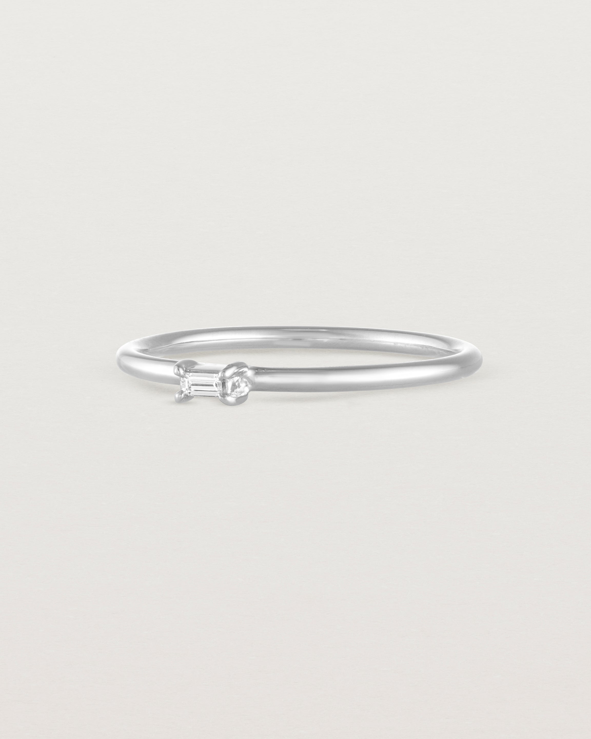 Angled view of the Sena Stacking Ring | Diamond in white gold.