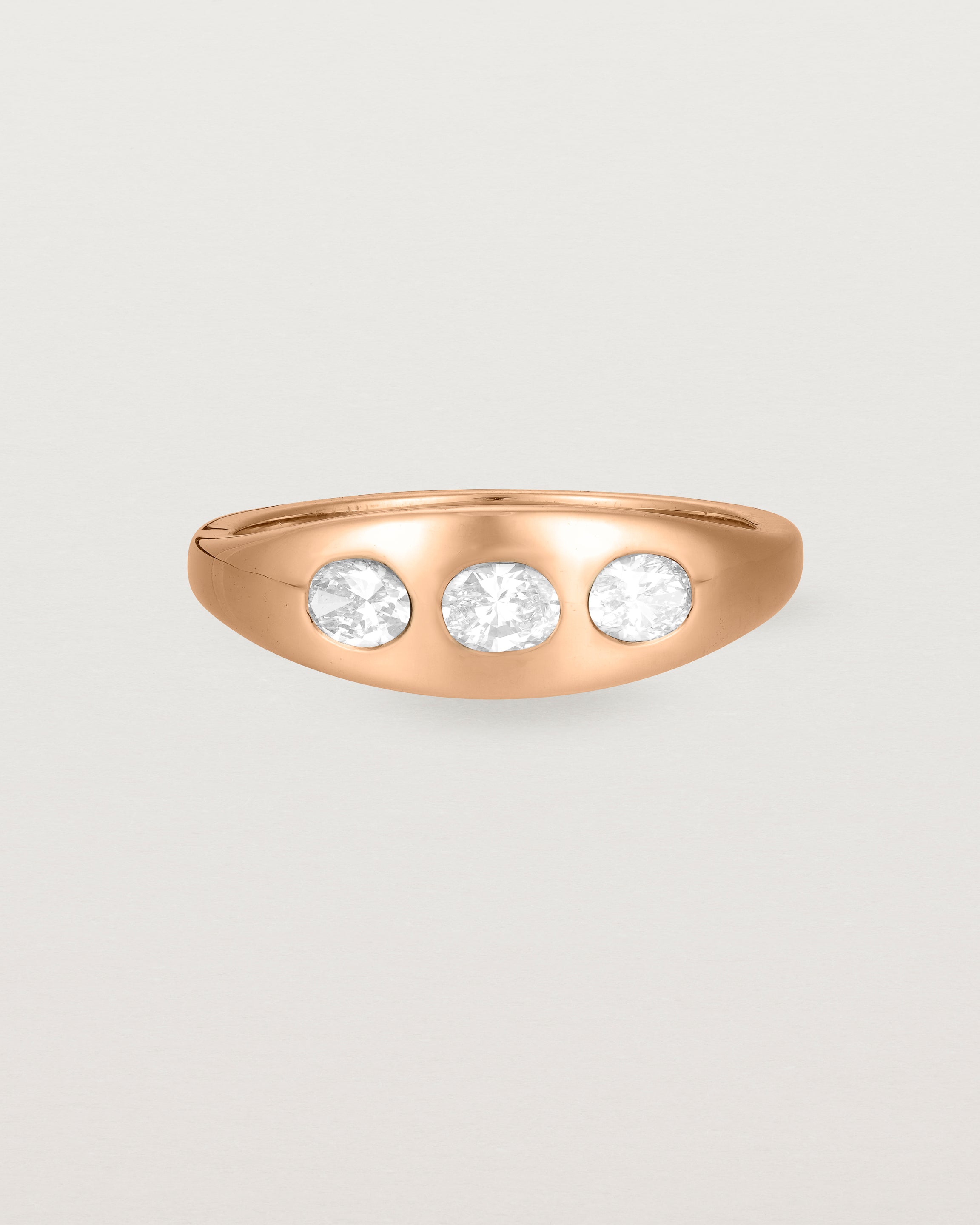 Front view of the Seule Trinity Ring | Diamonds | Rose Gold.