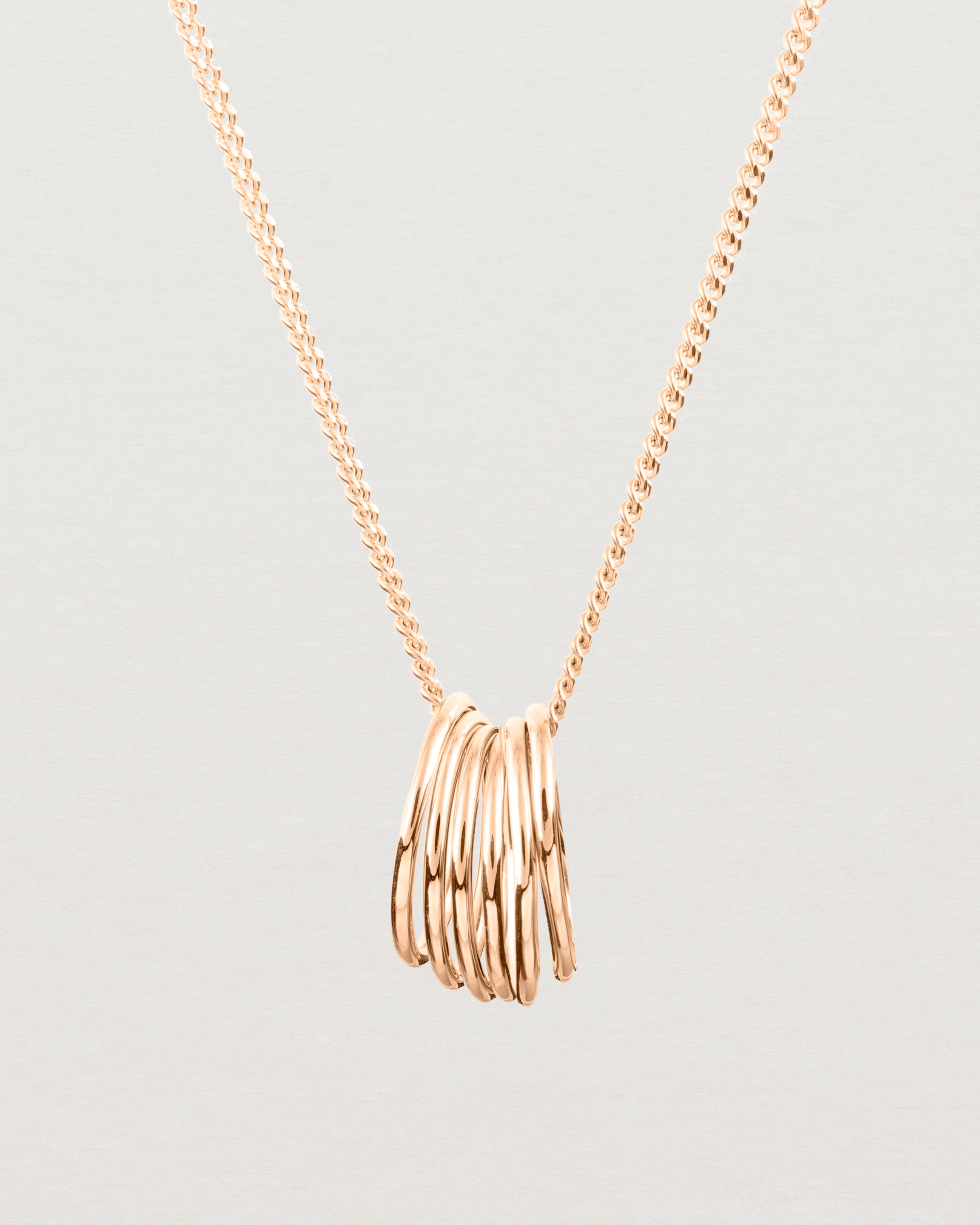 Close up view of the Front view of the Six Oval Necklace | Rose Gold.