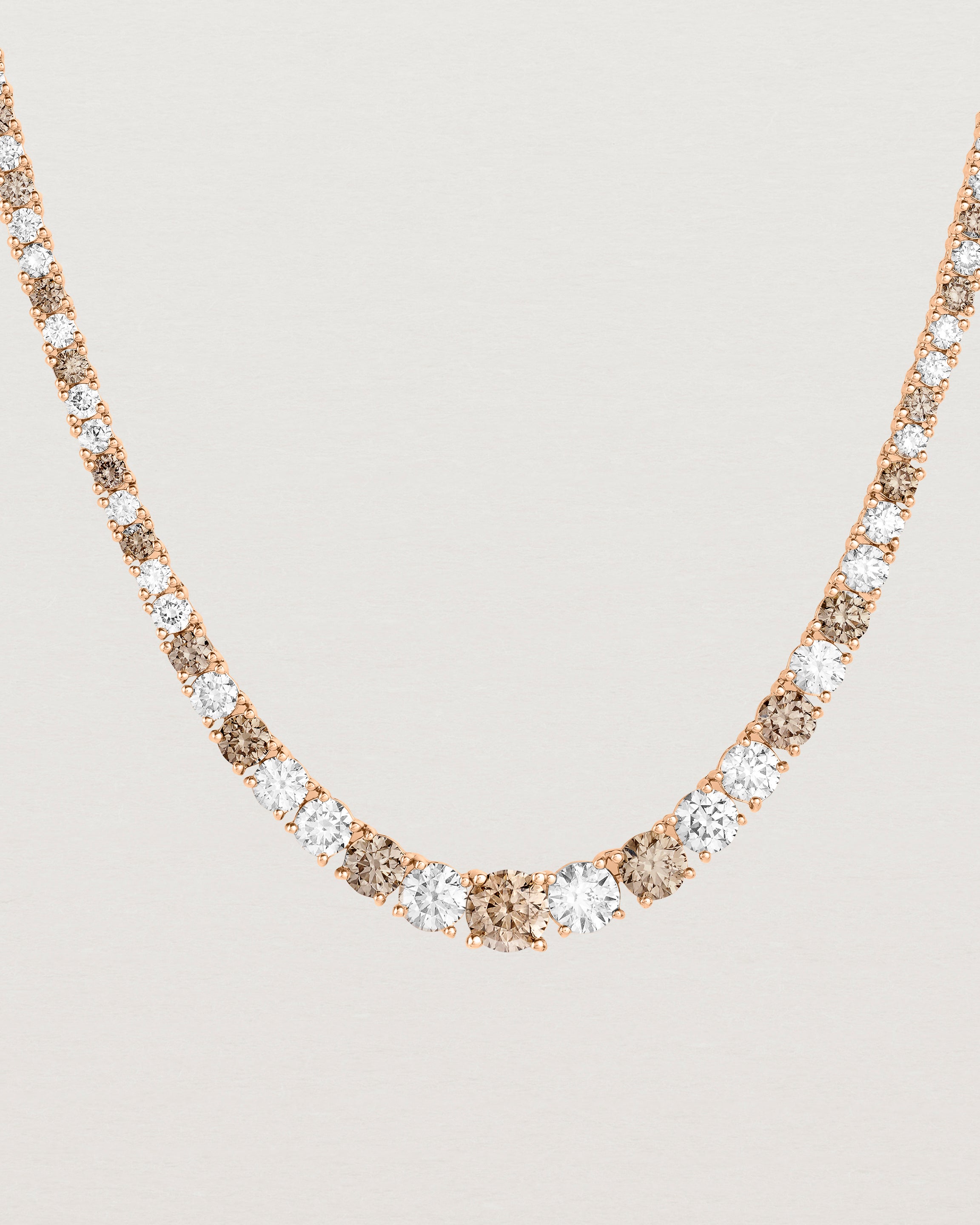 Leora Graduated Tennis Necklace | Champagne & White Diamond