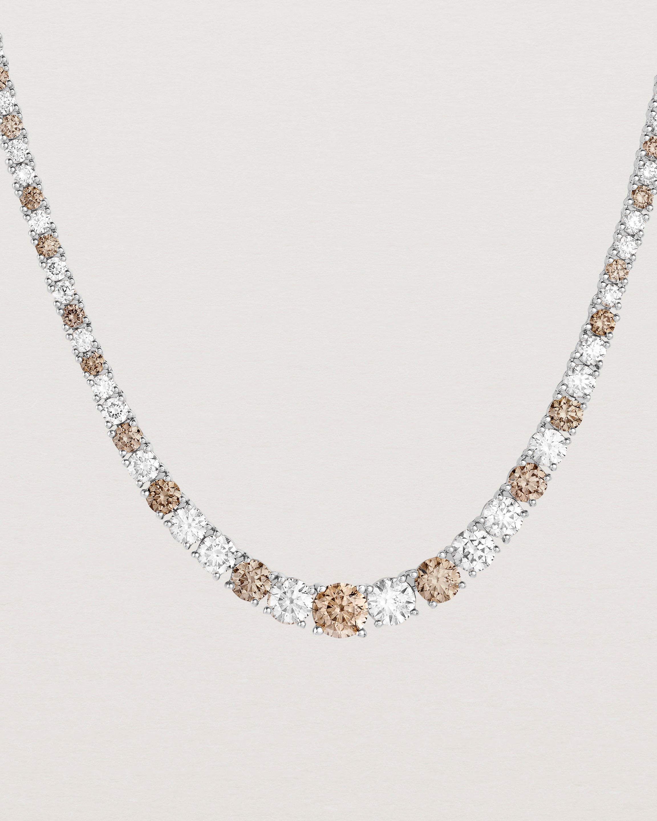 Leora Graduated Tennis Necklace | Champagne & White Diamond