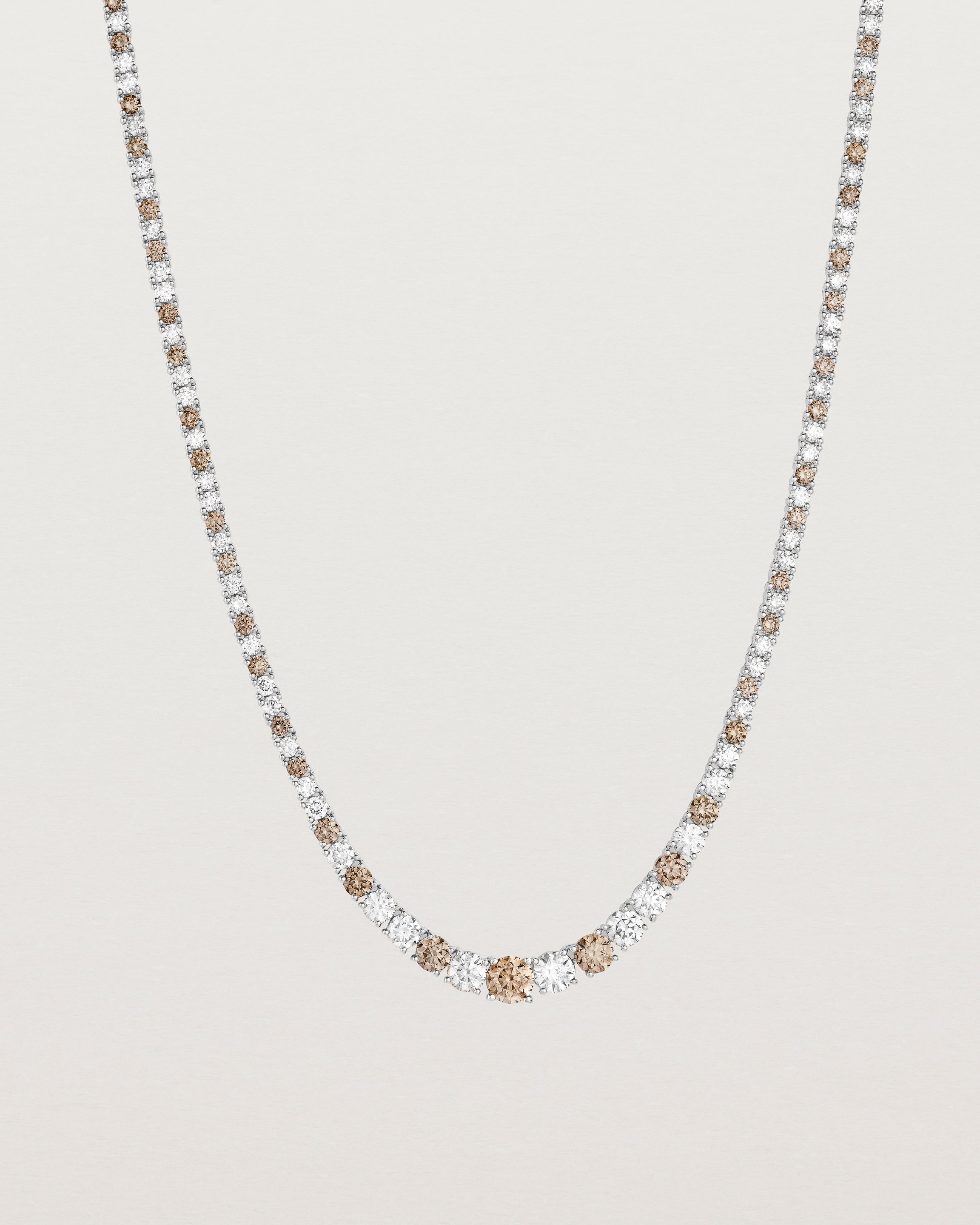 Leora Graduated Tennis Necklace | Champagne & White Diamond