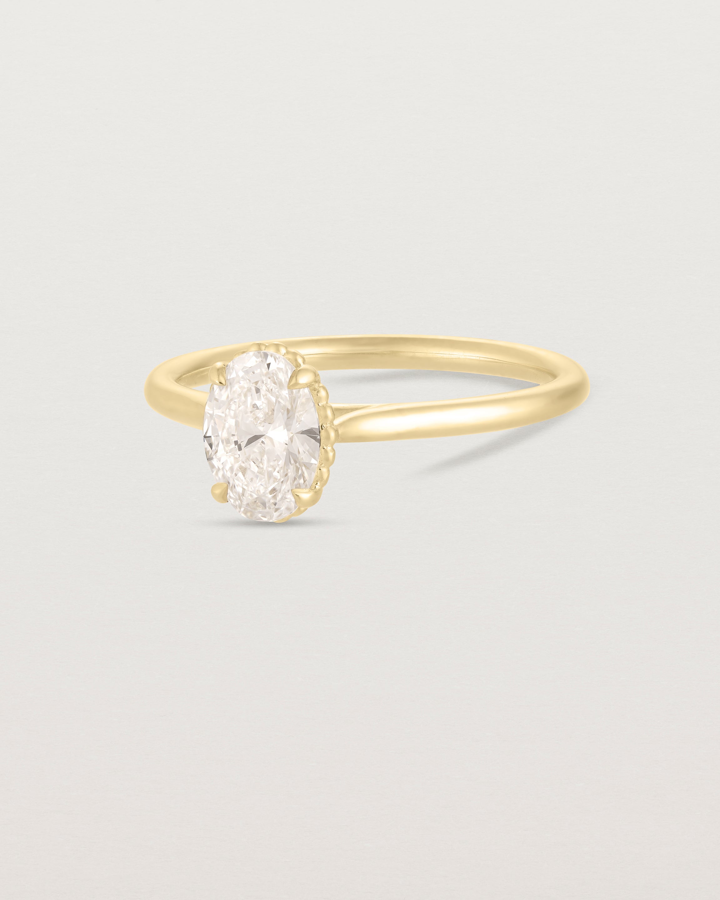 A side view of the Thea Oval Solitaire with Laboratory Grown Diamond