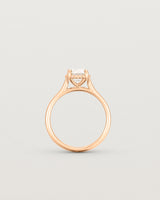 A side profile of the Thea Round Solitaire with a white Laboratory Grown Diamond in Rose Gold