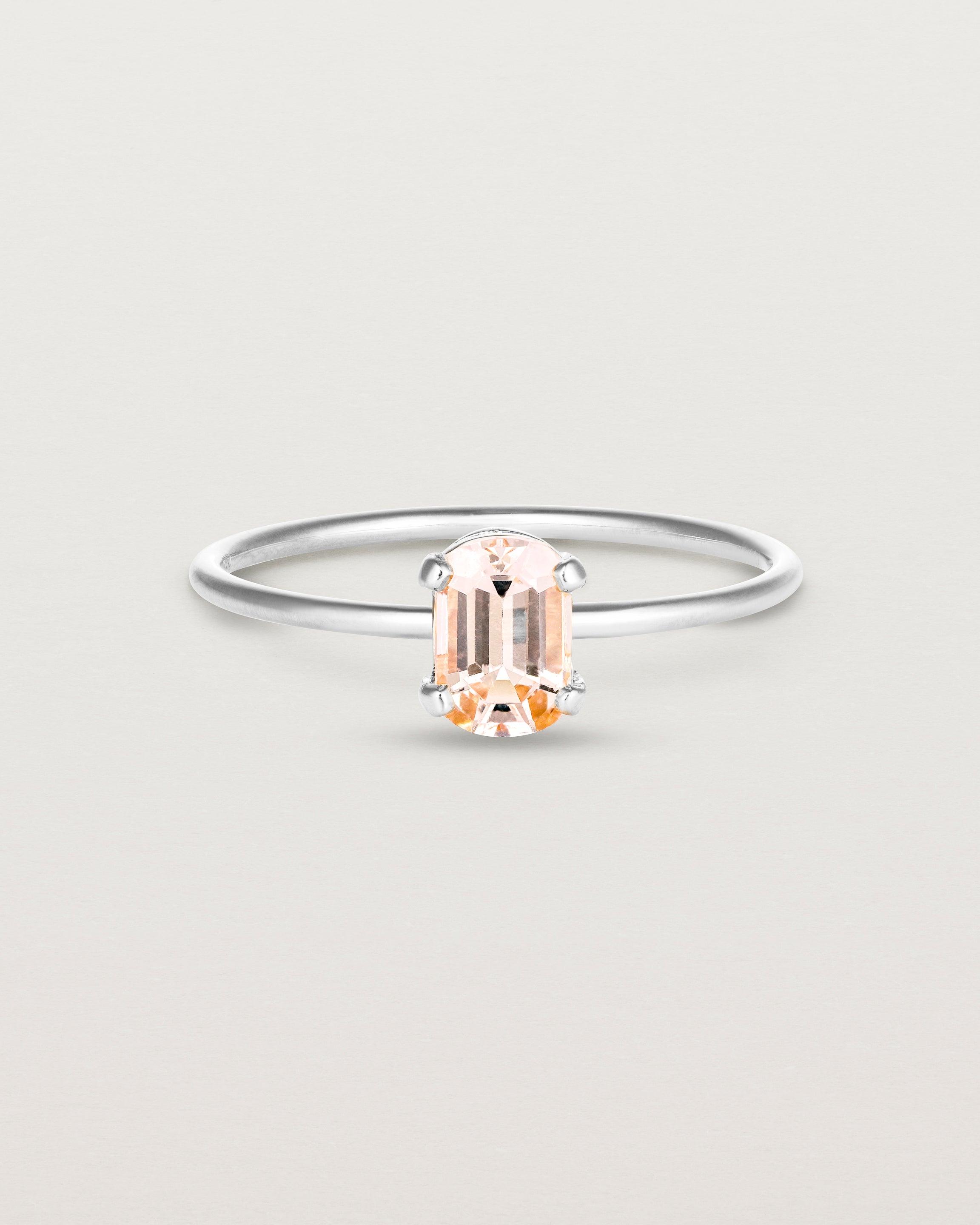 Front view of the Tiny Fei Ring | Morganite in sterling silver.