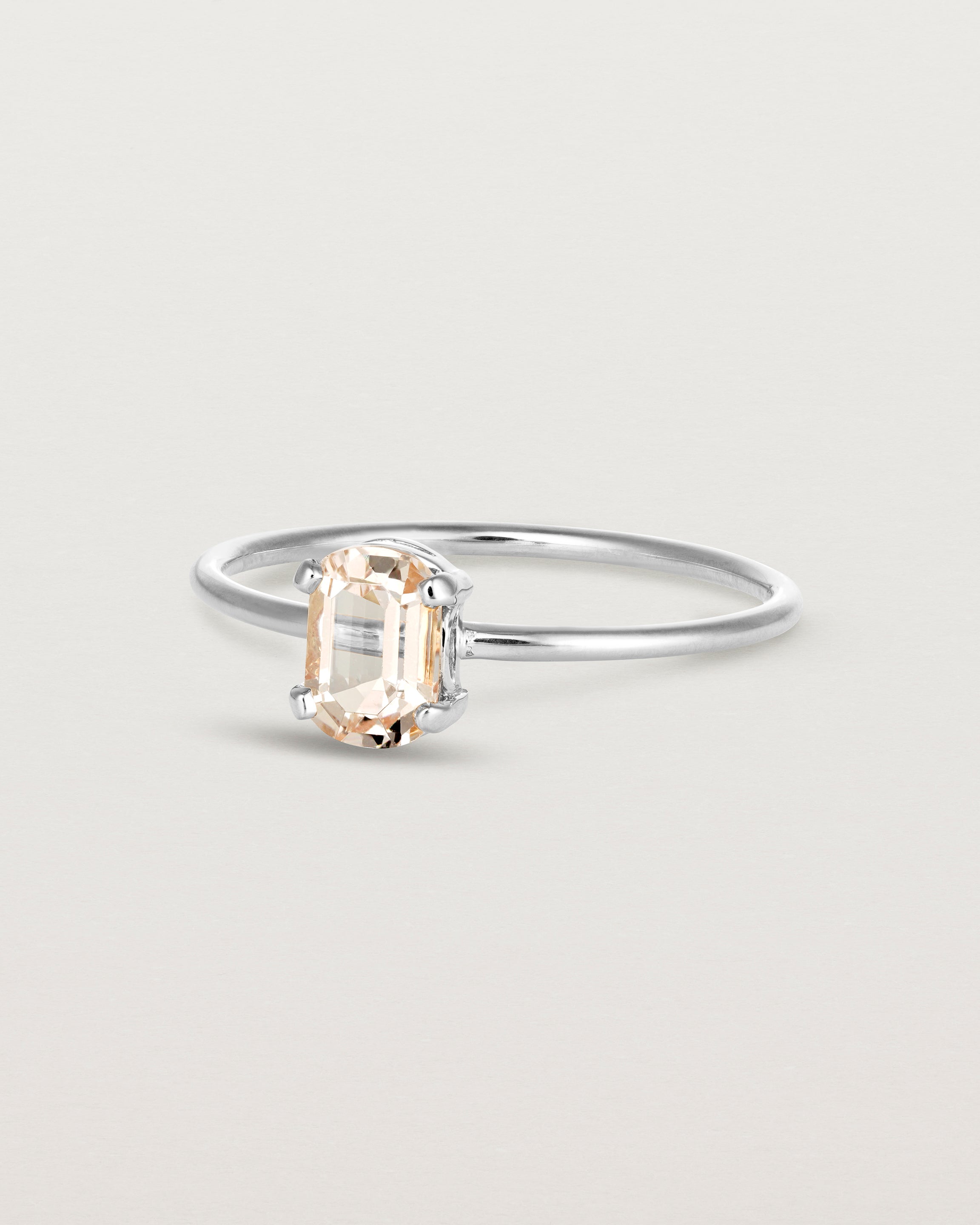 Angled view of the Tiny Fei Ring | Morganite in sterling silver.