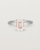 Front view of the Una Emerald Solitaire featuring a pale pink morganite