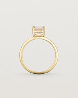 Standing view of the Una Emerald Solitaire | Morganite | Yellow Gold.