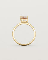 Standing view of the Una Emerald Solitaire | Rutilated Quartz | Yellow Gold.