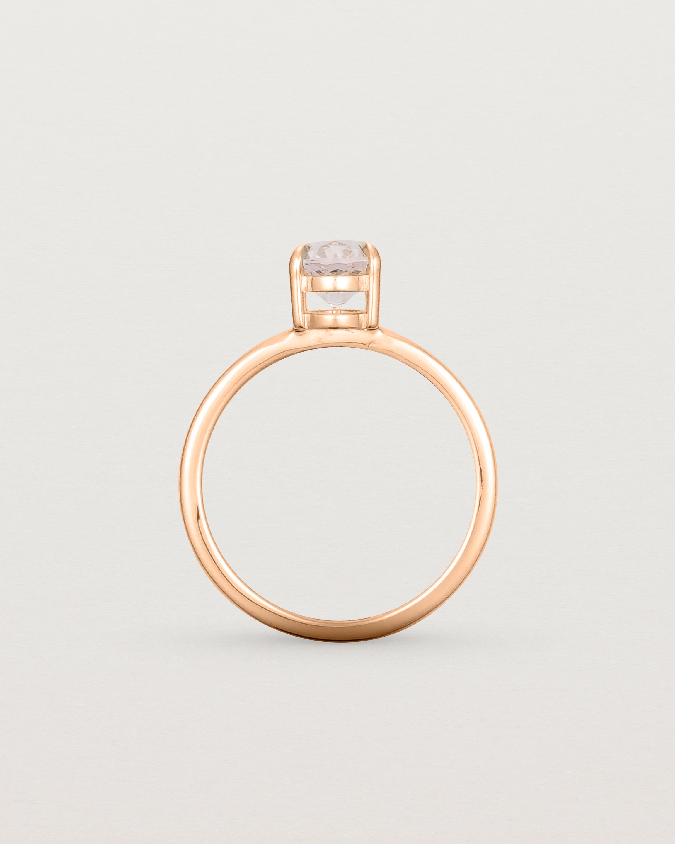 Standing view of the Una Oval Solitaire | Morganite | Rose Gold.