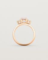 Standing view of the Una Oval Trio Ring | Morganite & Diamonds | Rose Gold.