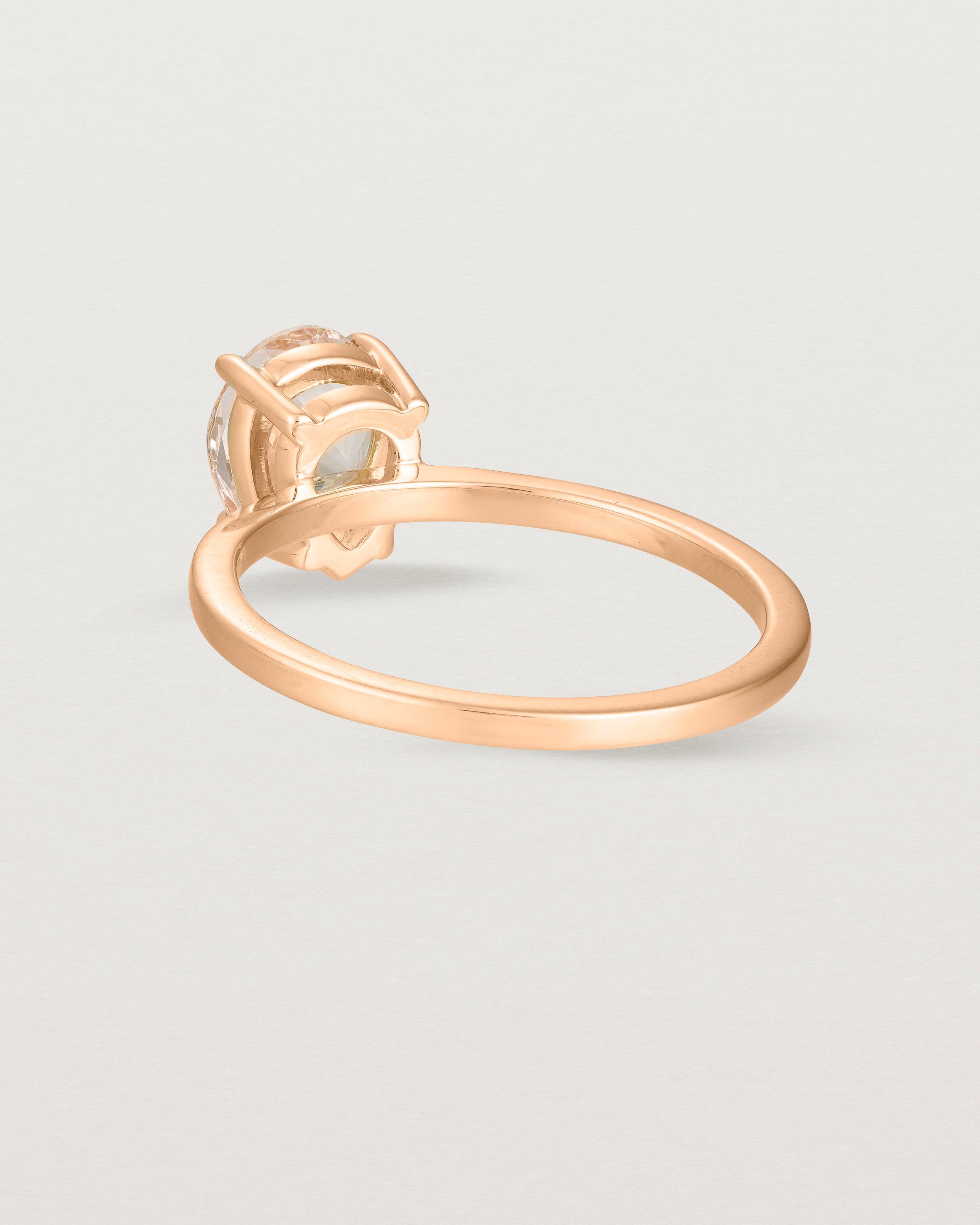 Back view of the Una Pear Solitaire | Morganite | Rose Gold.