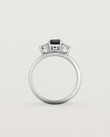 Standing view of the Una Pear Trio Ring | Black Spinel & Diamonds | White Gold.