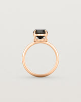 Standing view of the Una Round Solitaire | Black Spinel | Rose Gold