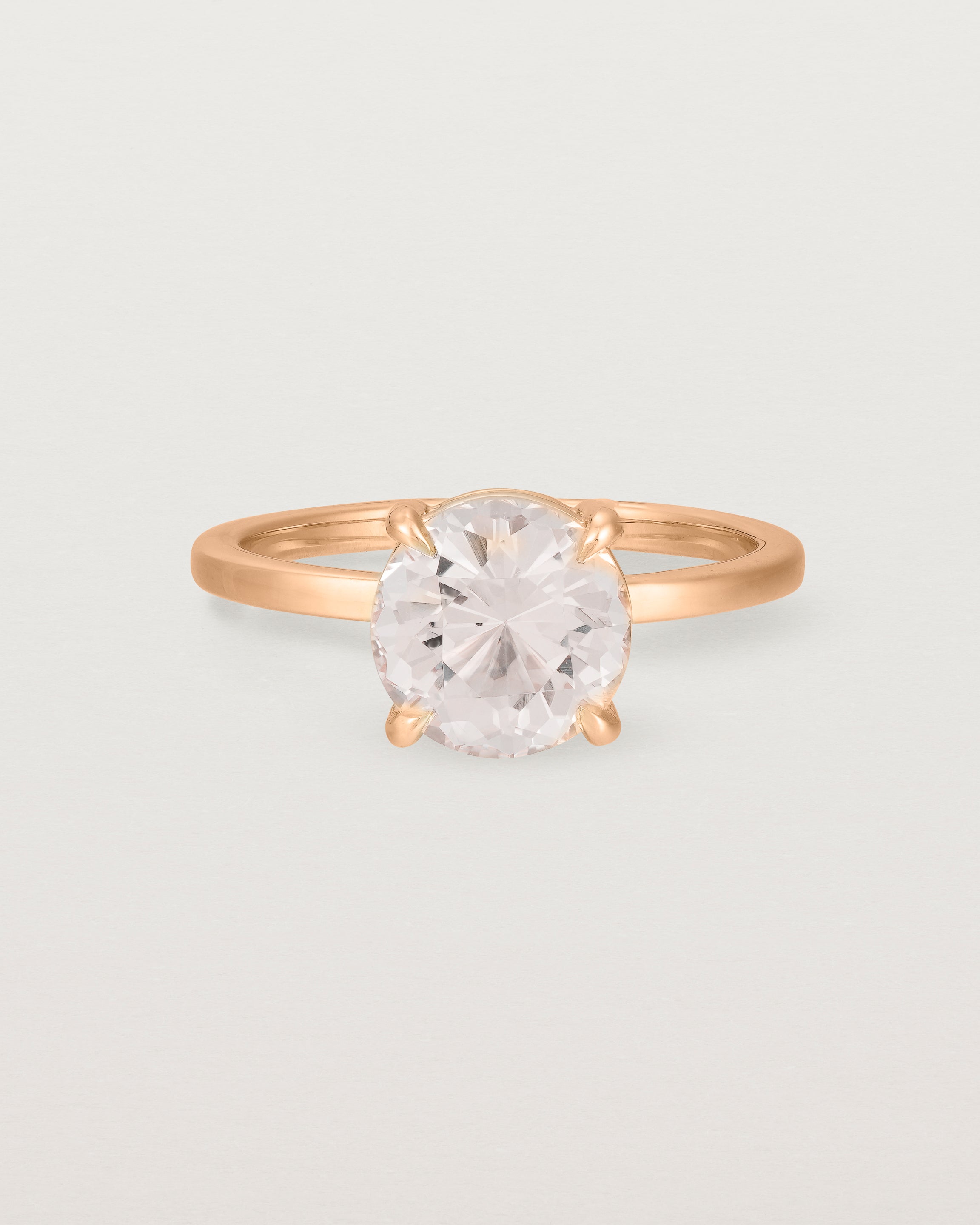 Front view of the Una Round Solitaire | Morganite | Rose Gold.