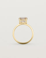 Standing view of the Front view of the Una Round Solitaire | Rutilated Quartz | Yellow Gold.