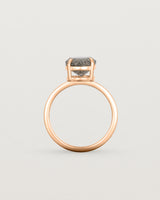 Standing view of the Una Round Solitaire | Tourmalinated Quartz | Rose Gold.