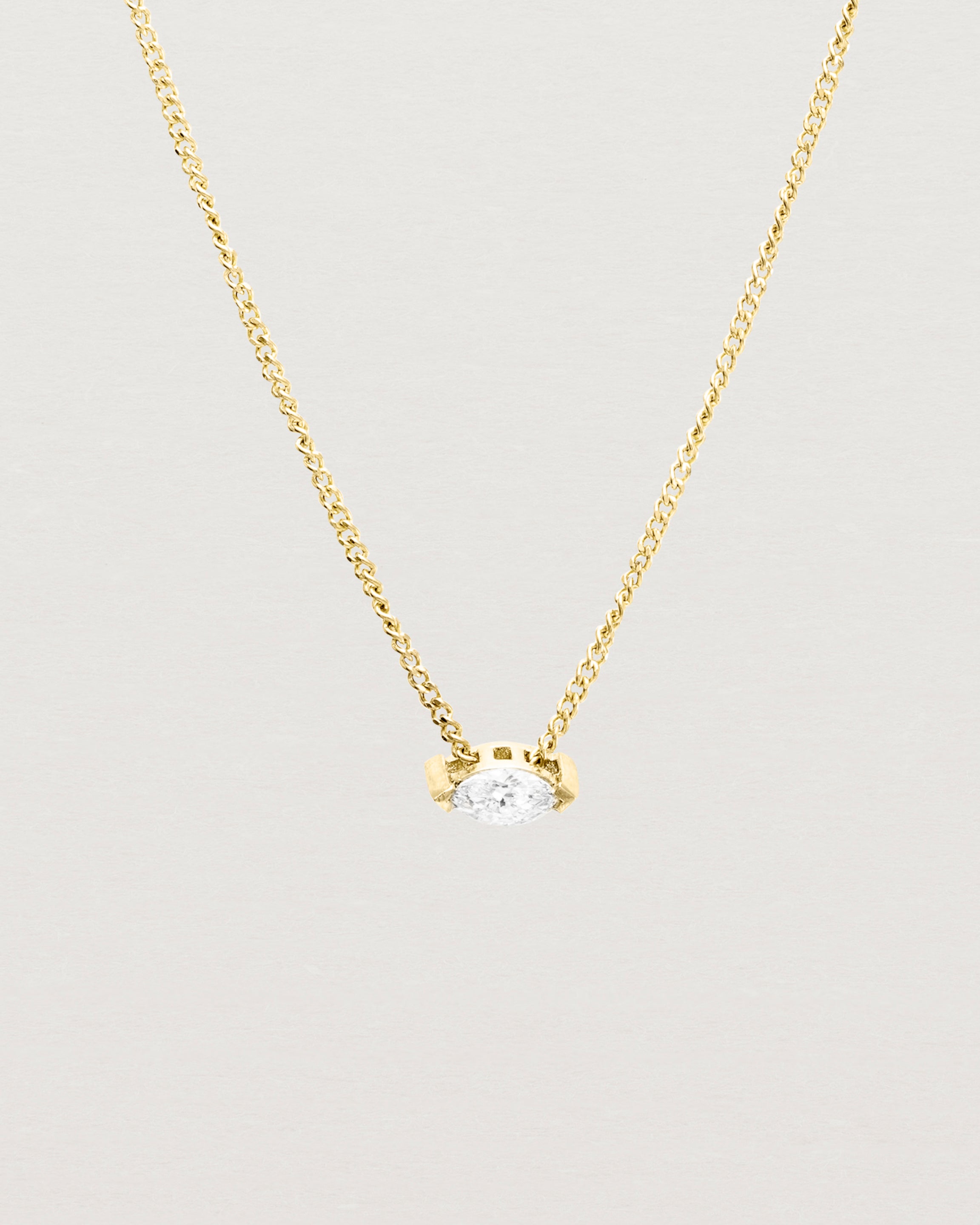 Close up view of the Vega Slider Necklace | Diamond | Yellow Gold.