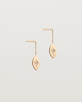 Angled view of the Willow Drop Earrings | Birthstone in rose gold with a Diamond.