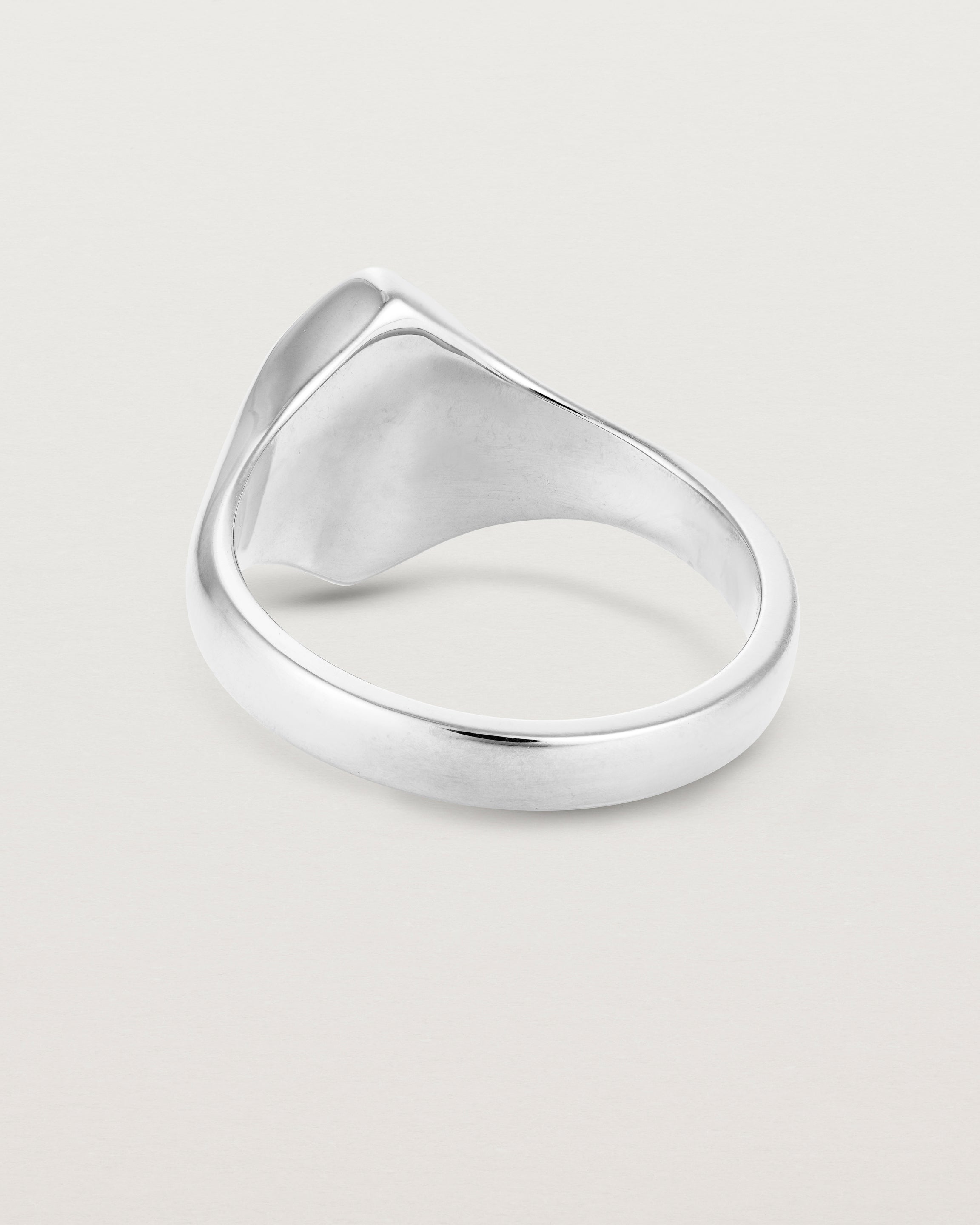 Back view of the Willow Signet Ring in white gold.