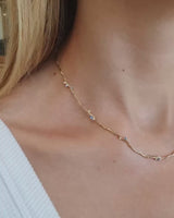 Video of Model wearing Sapphire and diamond demi necklace