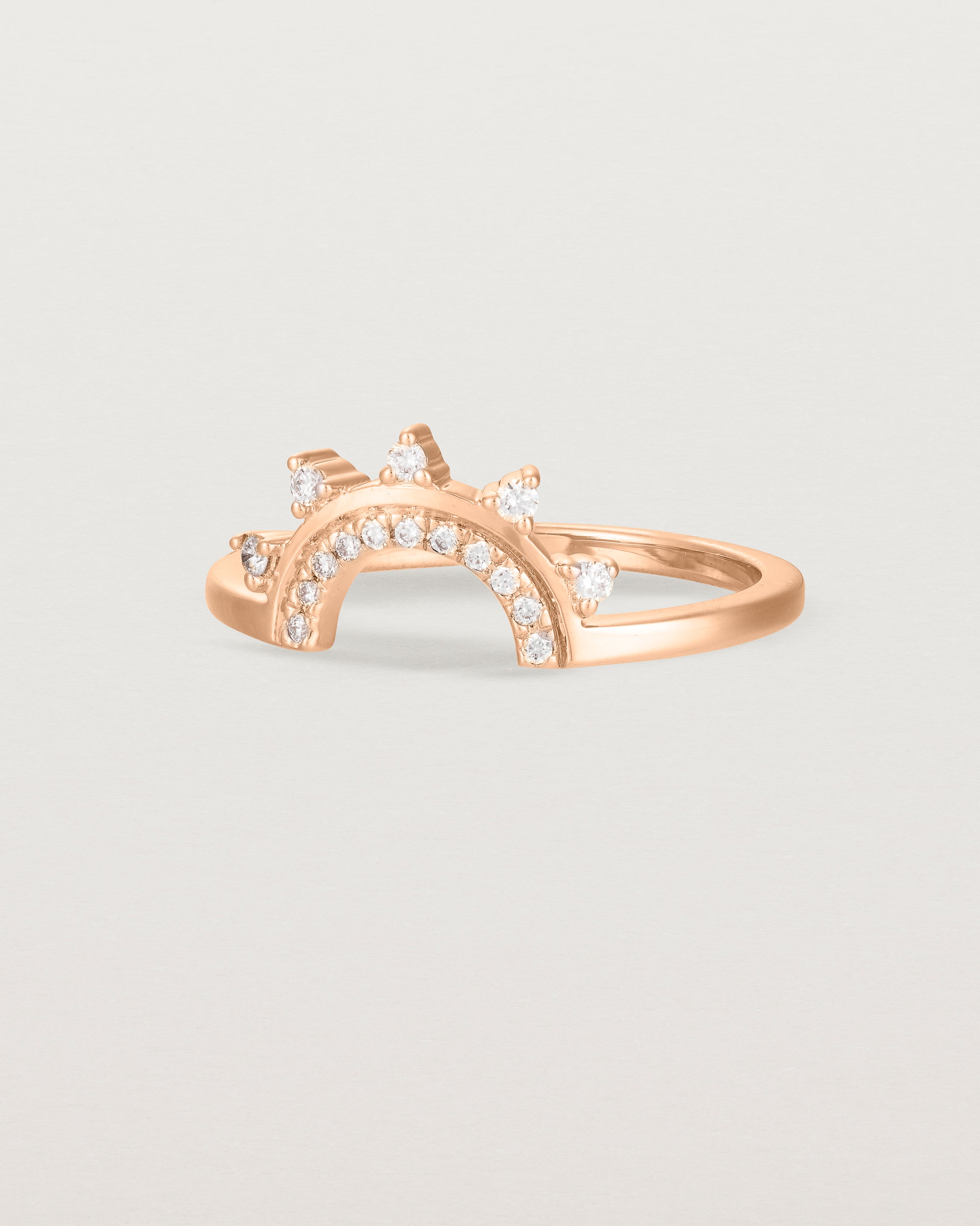 Angled view of the Adeline Crown Ring | Fit Ⅱ | Rose Gold.
