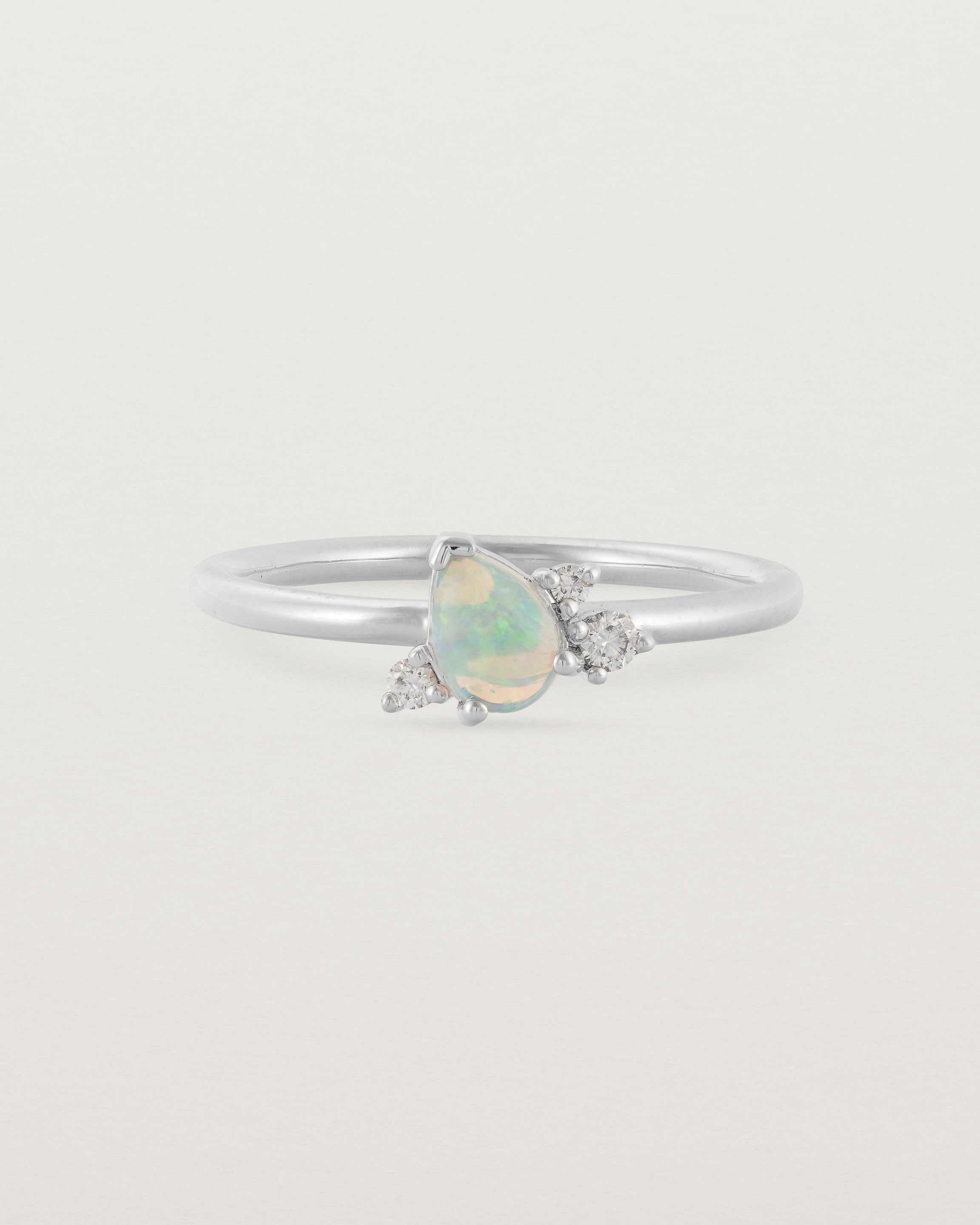 Front view of the Aeni Cluster Ring | Opal | White Gold.