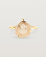 Agate stone ring in yellow gold