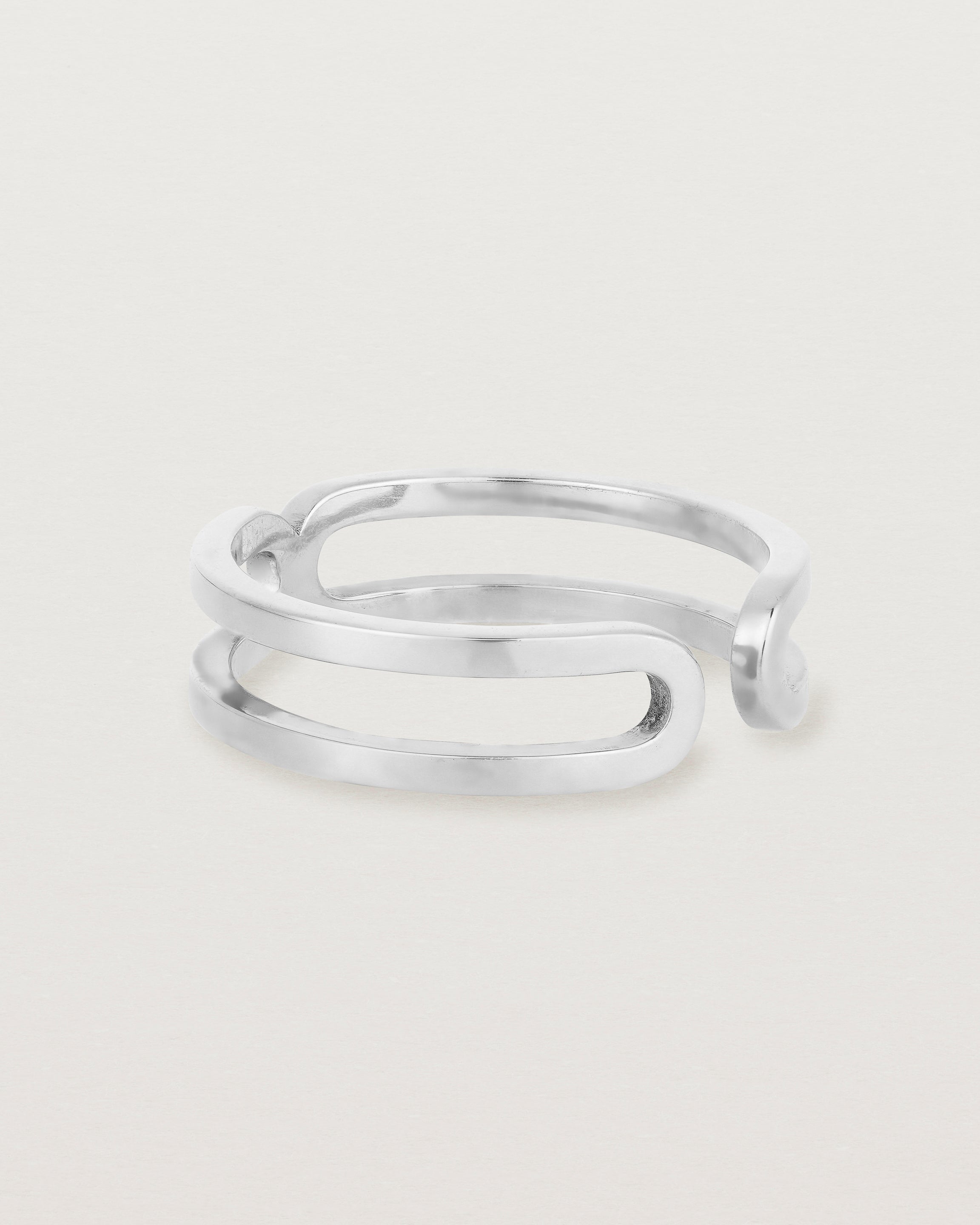 silver double band cuff ring