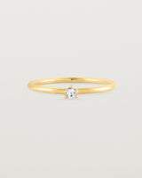 Single solitaire white diamond ring in yellow gold