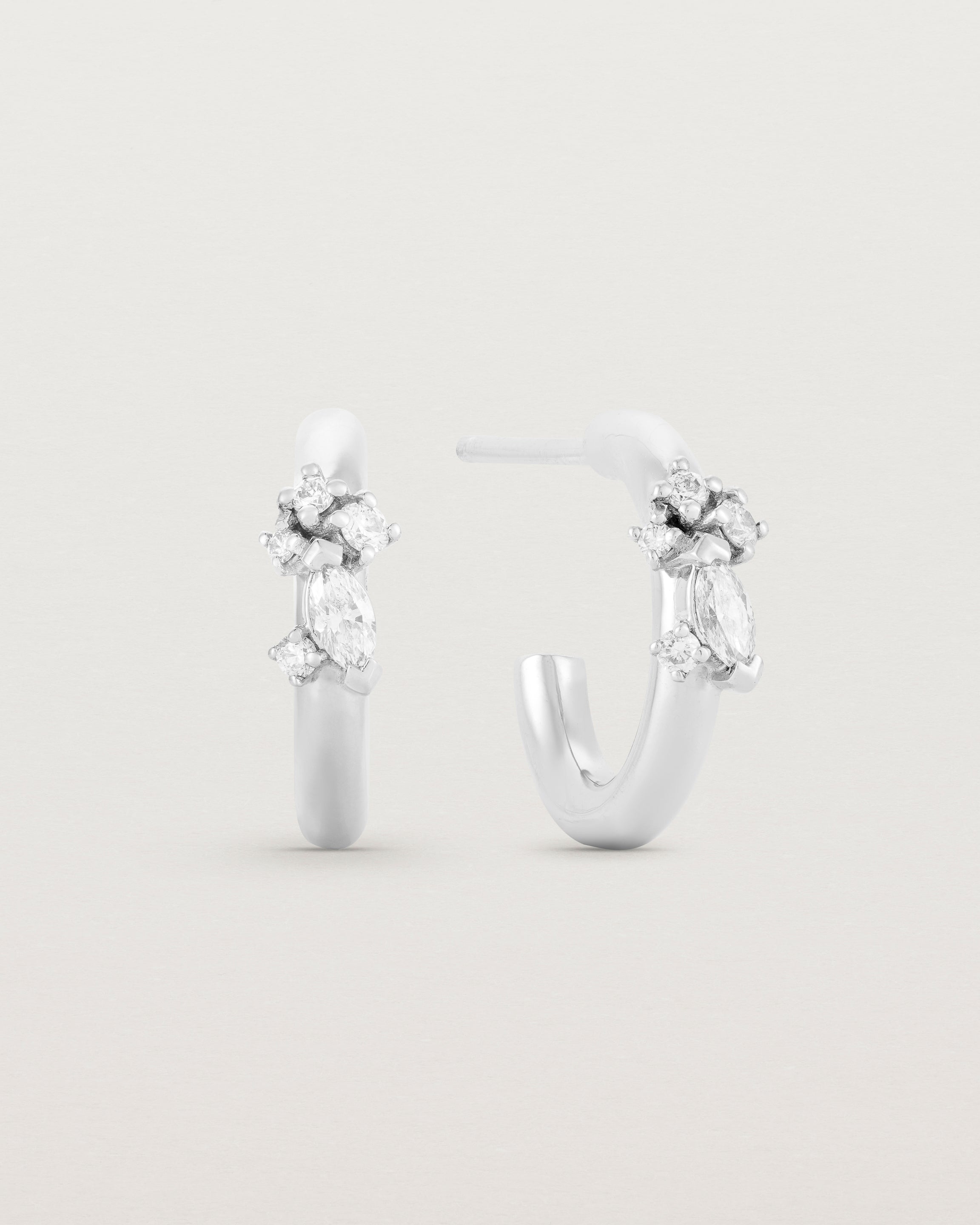 A pair of Amalia Hoops | Diamonds | White Gold.