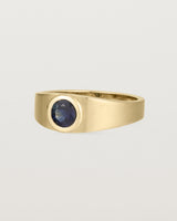 Angled view of the Amos Ring | Australian Sapphire in Yellow Gold.