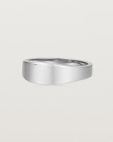 Angled view of the Amos Ring in White Gold.