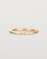 Angled view of Bold Curve Ring | 2mm | Diamonds | Rose Gold.