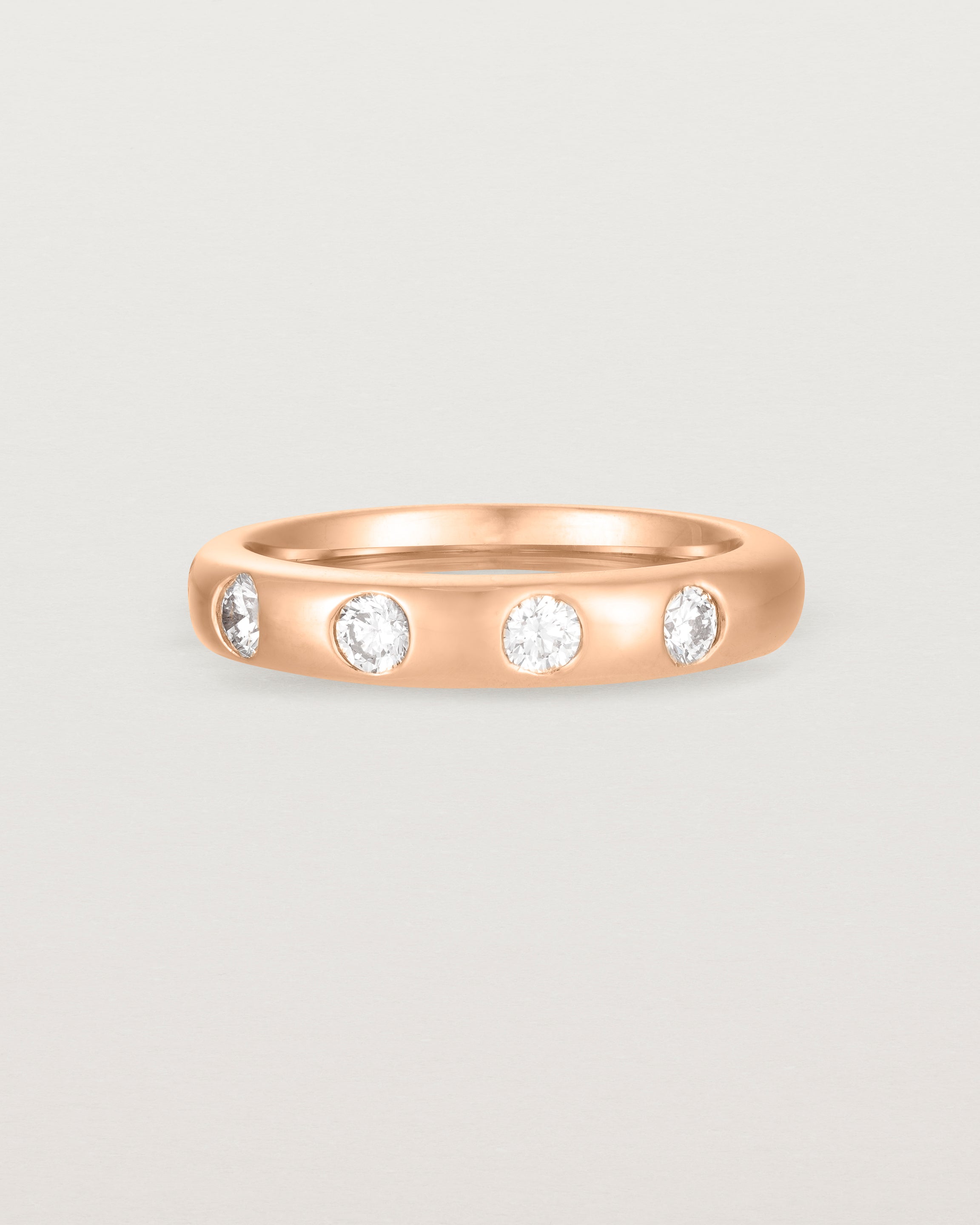 Angled View of Bold Curve Ring | 4mm | Diamonds | Rose Gold