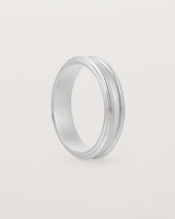 Standing view of the Border Wedding Ring | 5mm | White Gold.