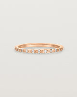 Front View of Cascade Square Profile Wedding Ring | Diamonds | Rose Gold
