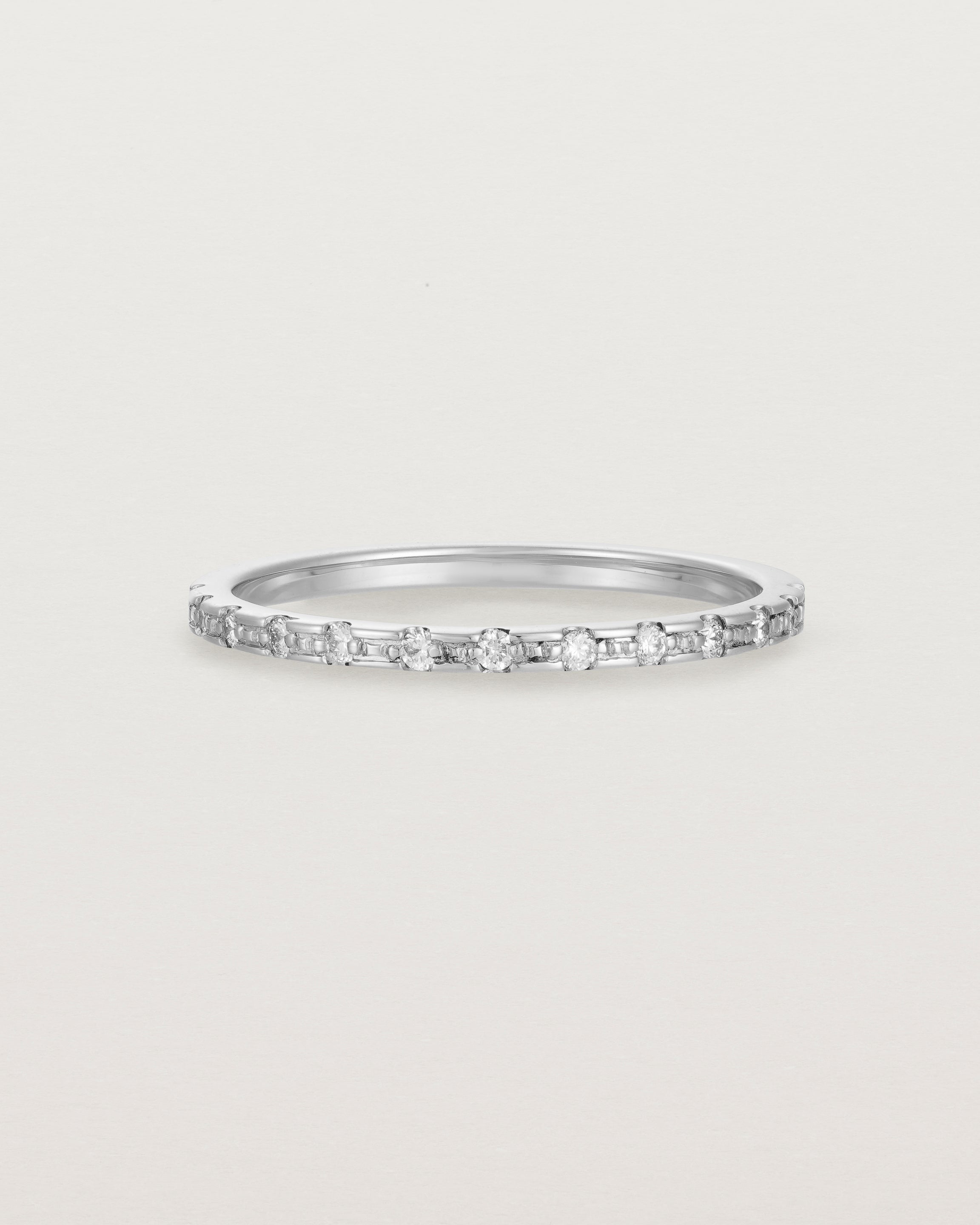 Front View of Cascade Square Profile Wedding Ring | Diamonds | White Gold