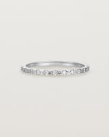 Front View of Cascade Square Profile Wedding Ring | Diamonds | White Gold 