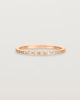 Side View of Cascade Square Profile Wedding Ring | Diamonds | Rose Gold