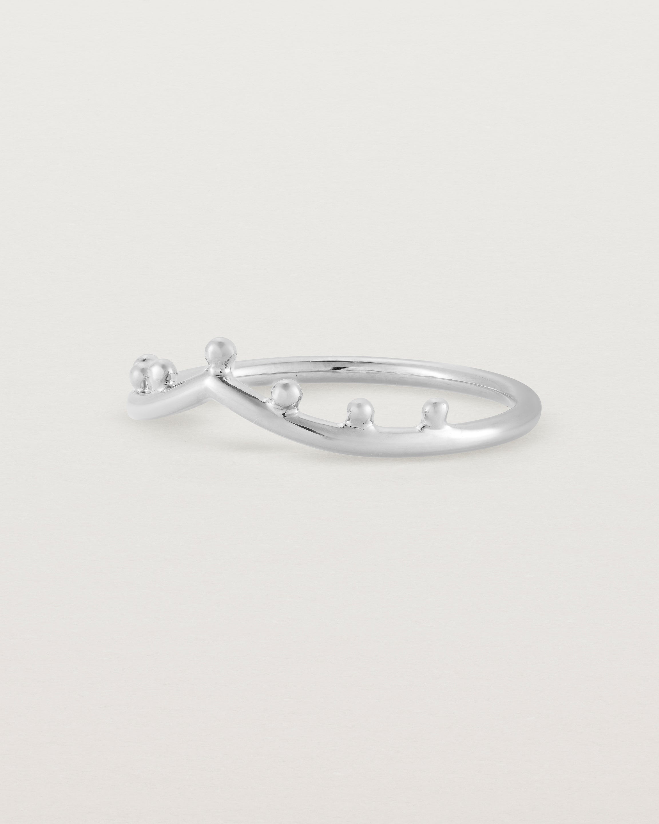 Angled view of the Dotted Gentle Point Ring in White Gold.