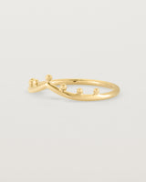 Angled view of the Dotted Gentle Point Ring in Yellow Gold.