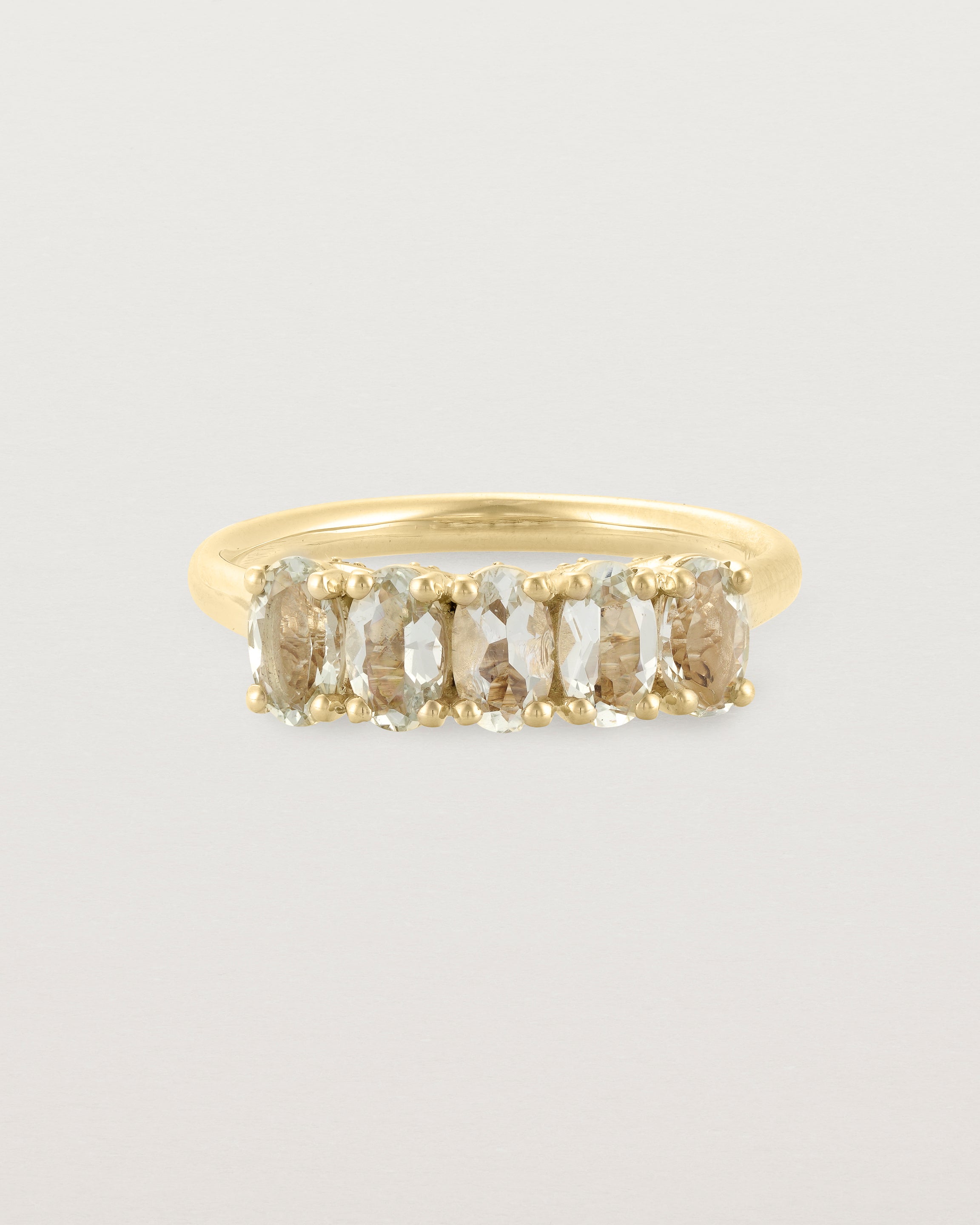 Front view of the Fiore Wrap Ring | Green Amethyst | Yellow Gold.