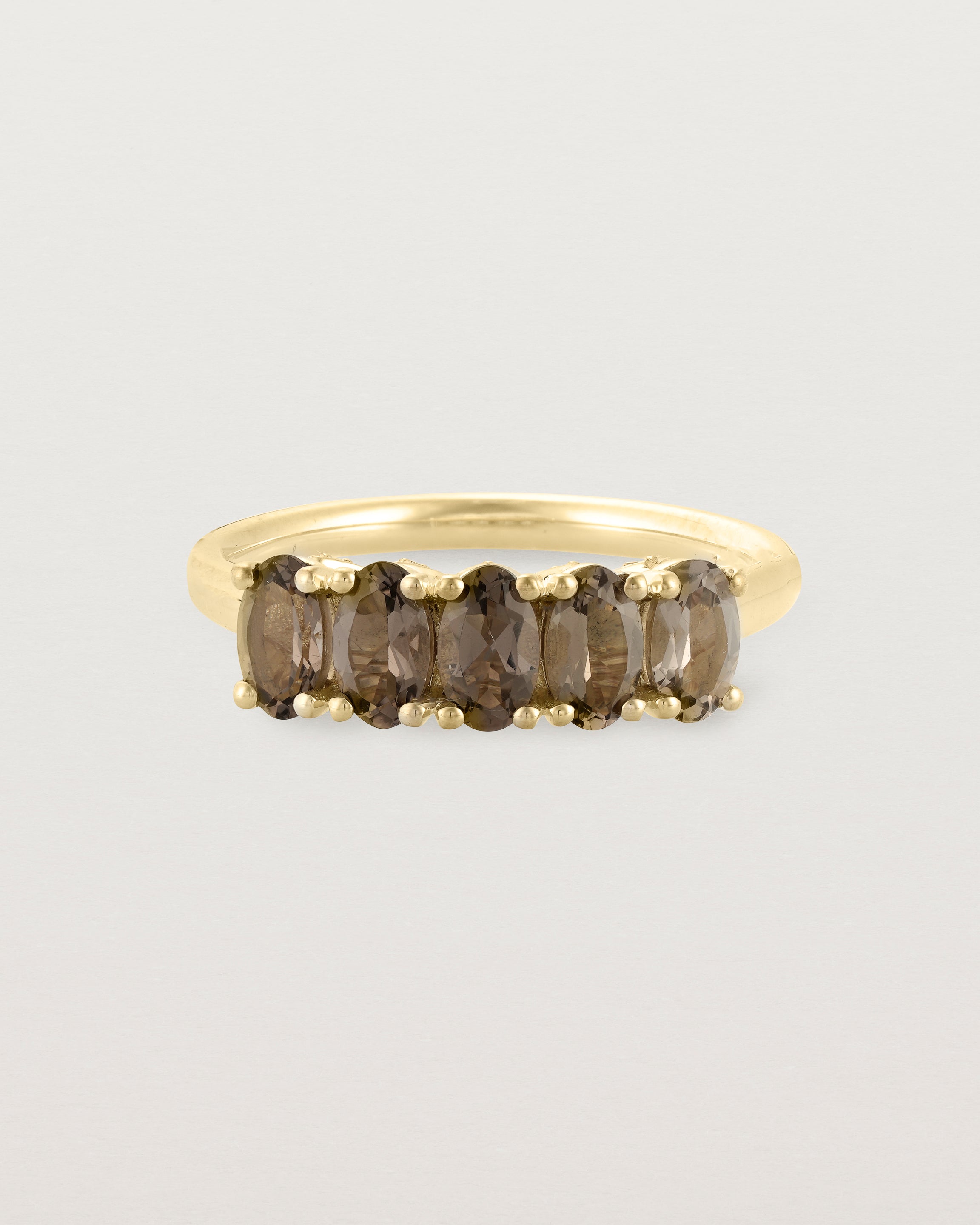 Front view of the Fiore Wrap Ring | Smokey Quartz | Yellow Gold.