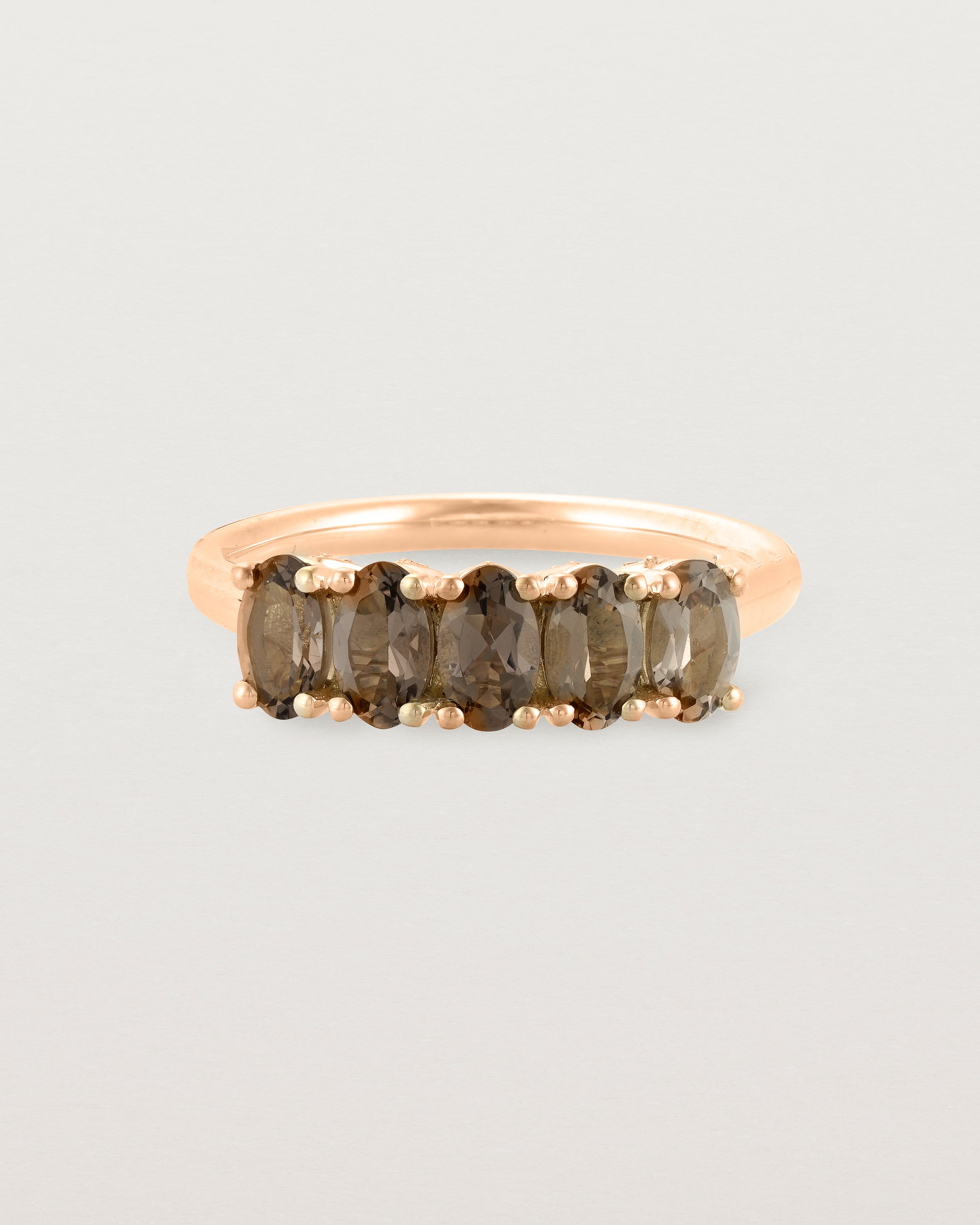 Front view of the Fiore Wrap Ring | Smokey Quartz | Rose Gold.