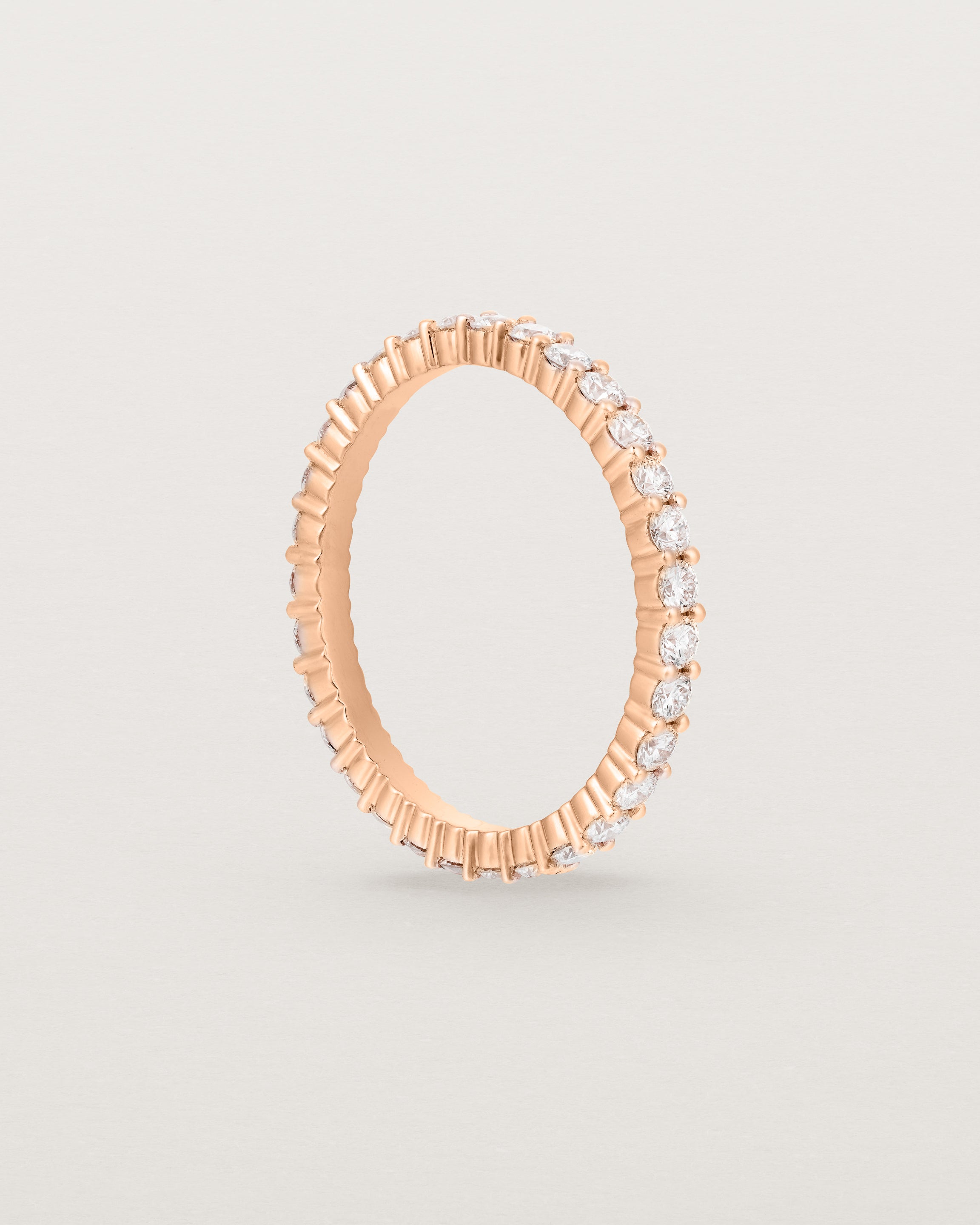 Standing view of the Grace Ring | White Diamonds in Rose Gold.