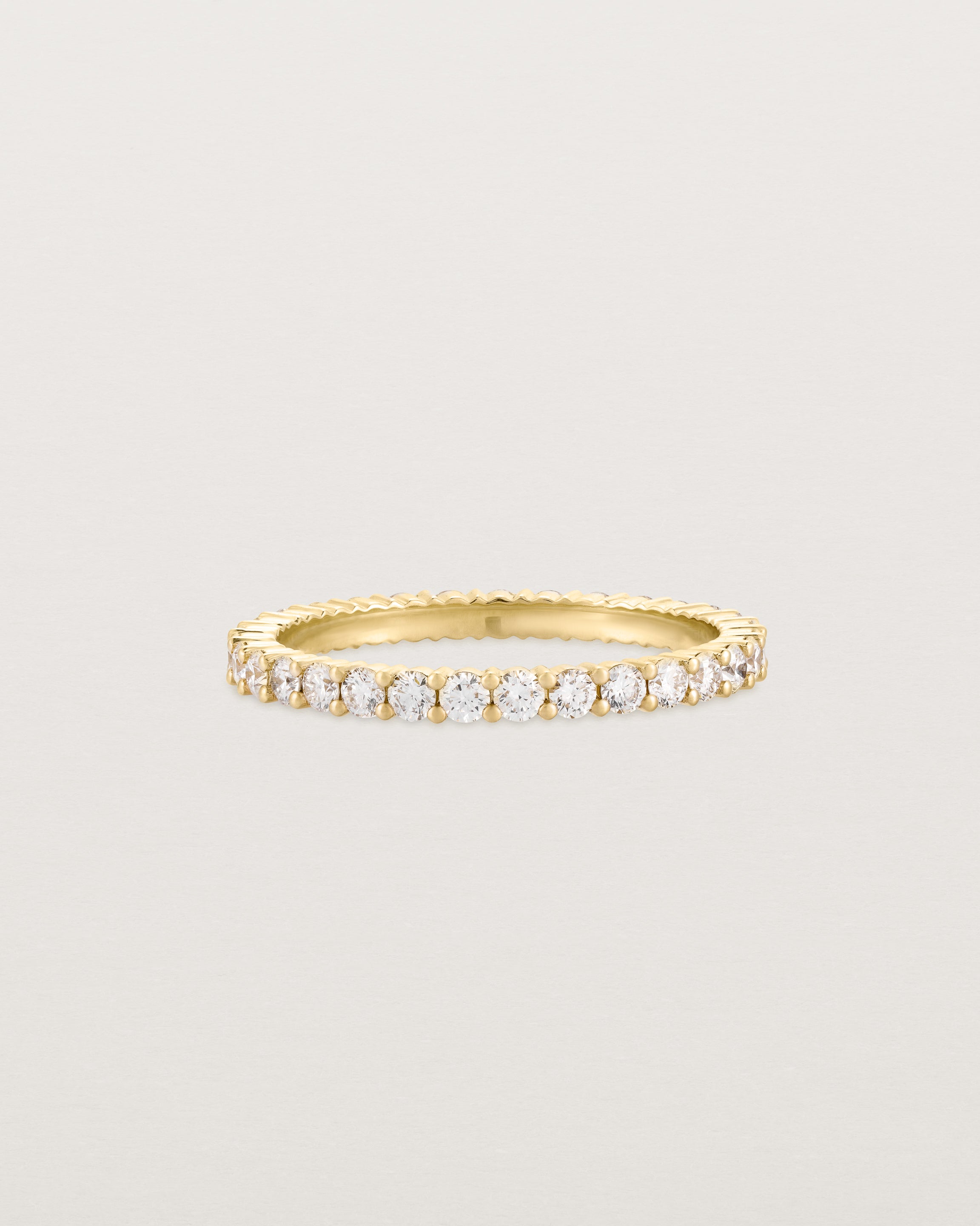 Front view of the Grace Ring | White Diamonds in Yellow Gold.