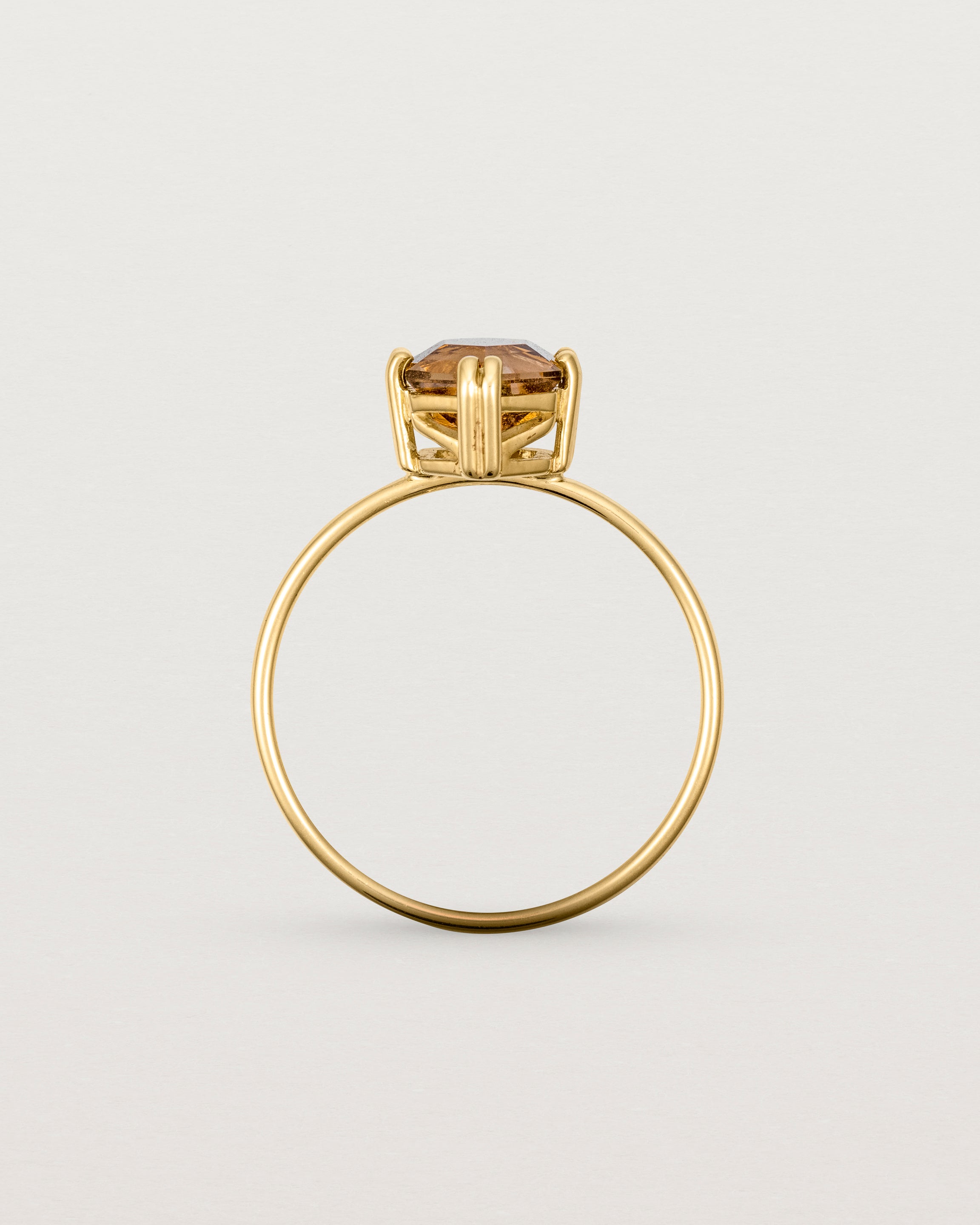 Back view of the Hexagon Ring | Smokey Quartz in Yellow Gold.