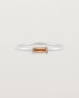 Front view of the Horizontal Baguette Ring | Smokey Quartz in Sterling Silver.